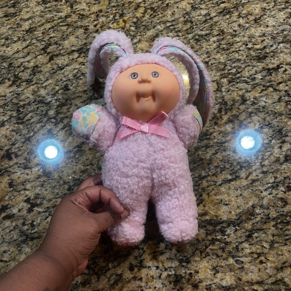Cabbage Patch Kids Cuties Pink Bunny Rabbit Plush Doll Floral Ears 10 Inch